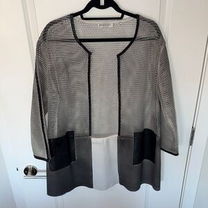 Patrizia Luca Mesh Cardigan with Black Accents